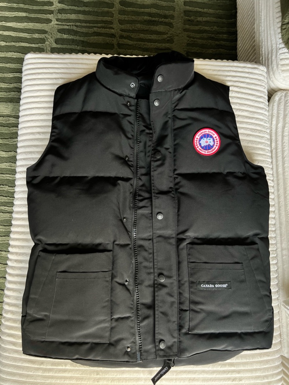 Canada Goose Black Men's Down Puffer Vest with Logo Patch